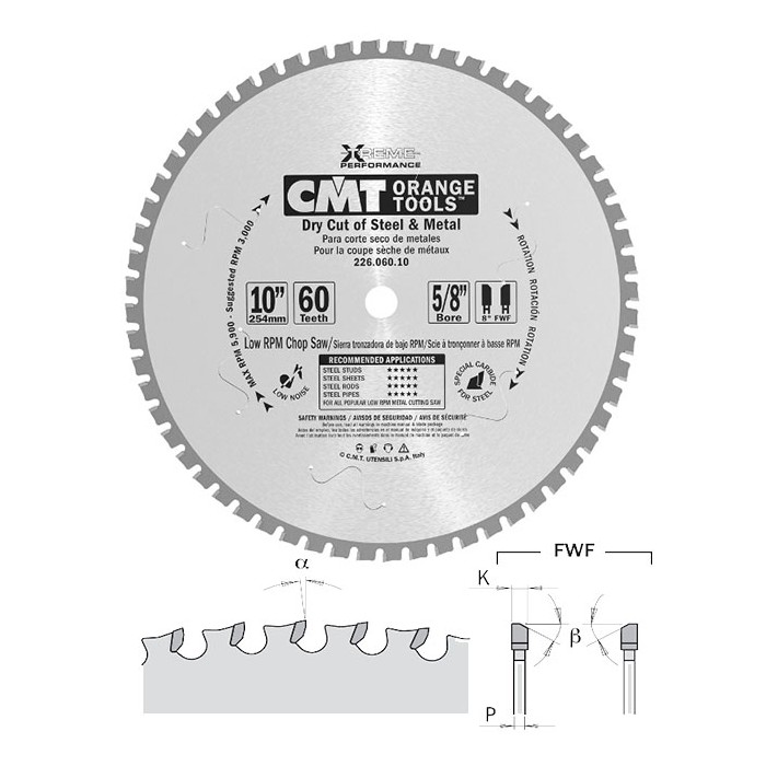Пильный диск CMT по стали «Сухой рез» 226.036.06