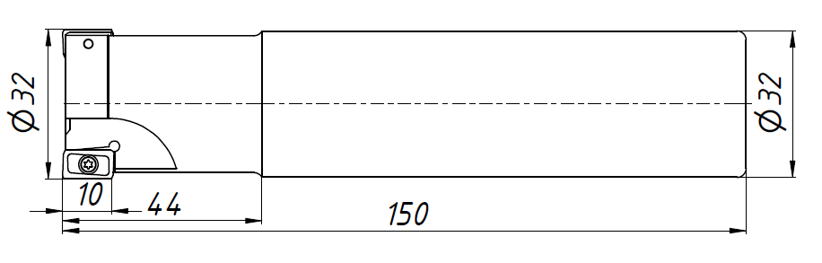 BAP300R-C32-32-150-3T фреза концевая со сменными пластинами