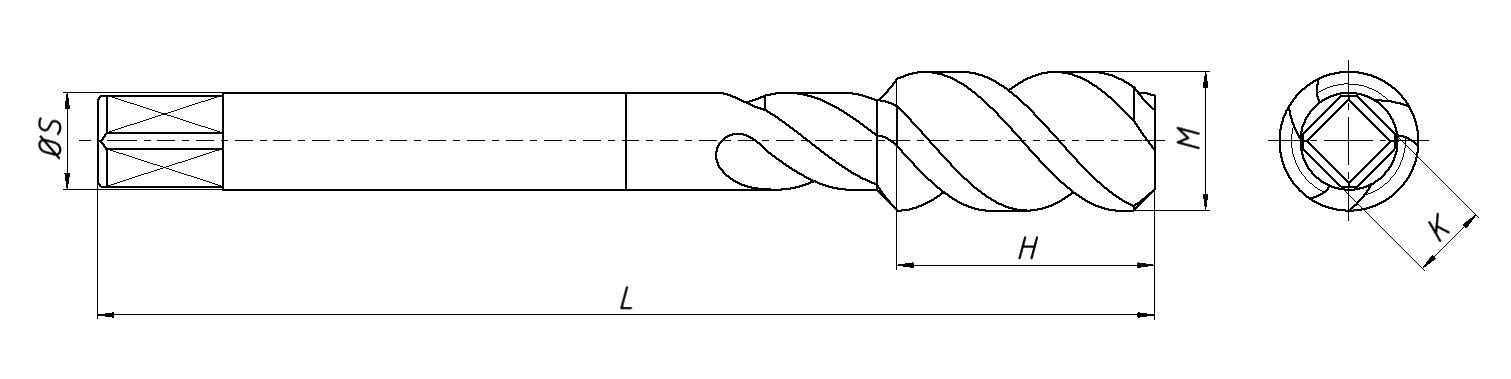 Метчик М18*2.5 HSS-E 6H со спиральной канавкой (M18*2.5 YH3 YG)