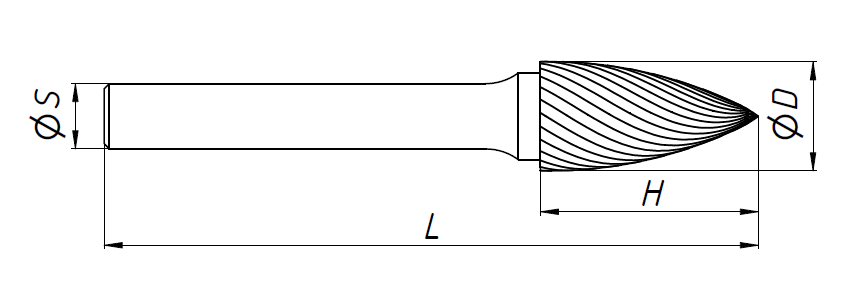 Твердосплавная борфреза тип G (8х17 мм; хв-к 6 мм) G0817M06