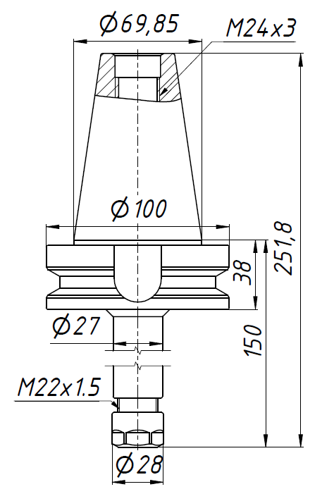 Цанговый патрон BT50-ER16-150