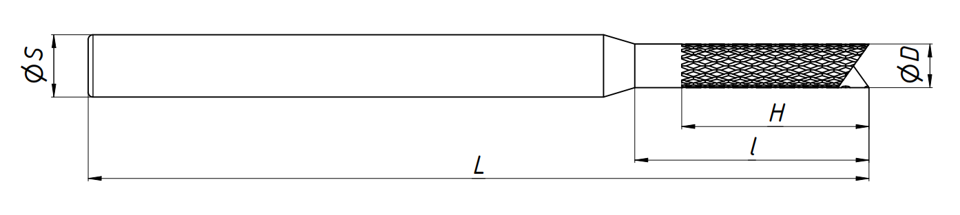 Фреза для печатных плат MF-RCF1 Dc=1,00, d1=3,175, L1=6, L=38,1