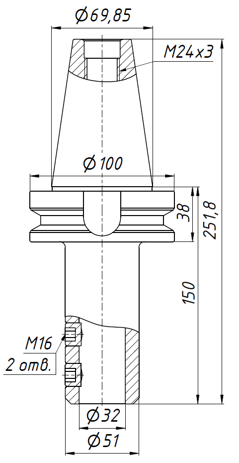 Оправка фрезерная (патрон) BT50-SLN32-150