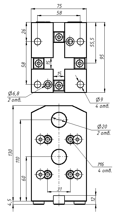 Блок держатель расточного инструмента BMT45-C6020 75х110х60