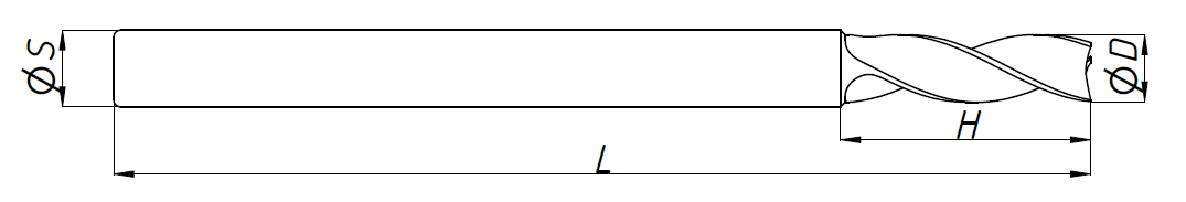 Фреза спиральная трёхзаходная по цветным металлам MF-AL3LX08 (60*20*8)