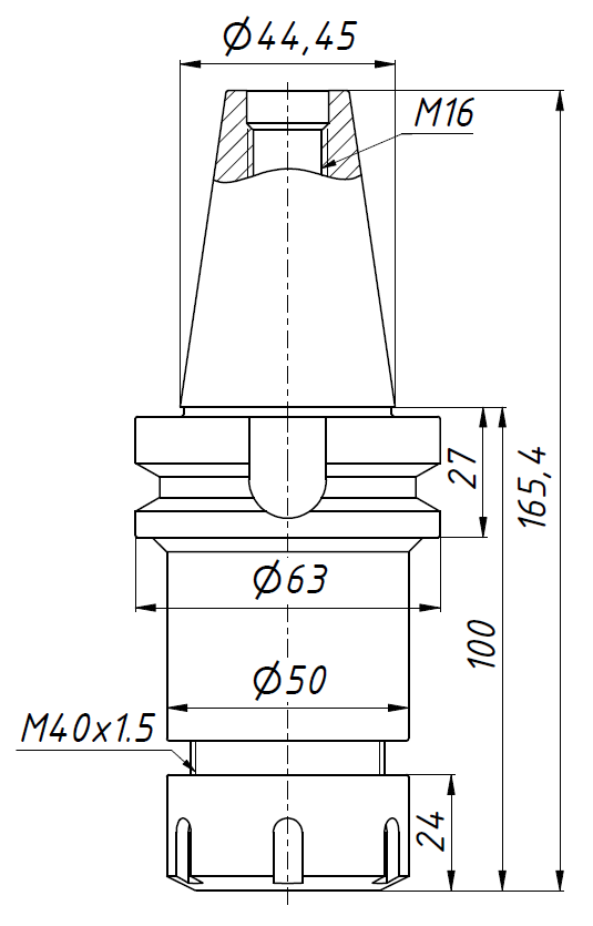 Цанговый патрон BT40-ER32-100
