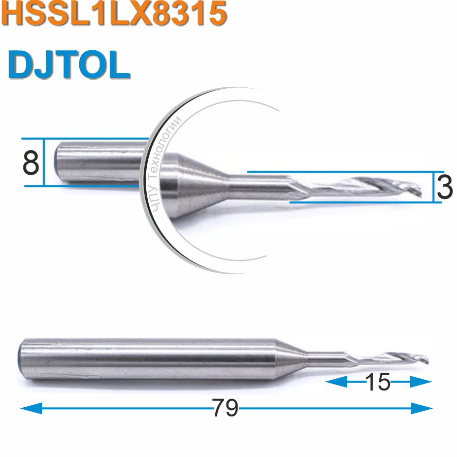 Фреза спиральная однозаходная по алюминию DJTOL HSSL1LX8315