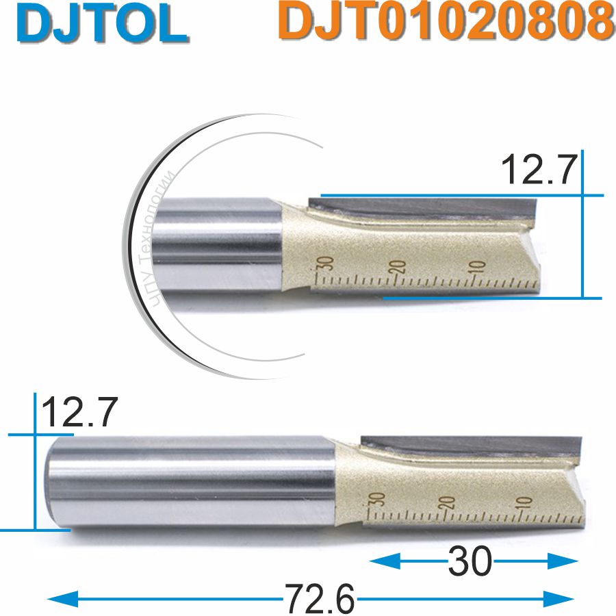 Фреза прямая пазовая (2-а ножа) DJTOL - DJT01020808