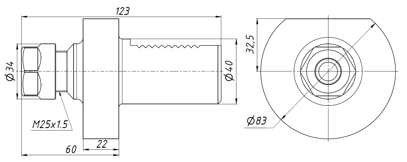 E4-40x20 Держатель инструмента VDI для цанг ER
