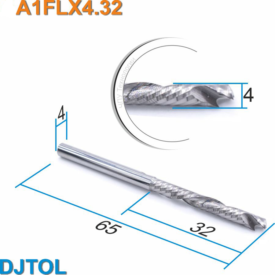 Фреза компрессионная однозаходная DJTOL A1FLX4.32