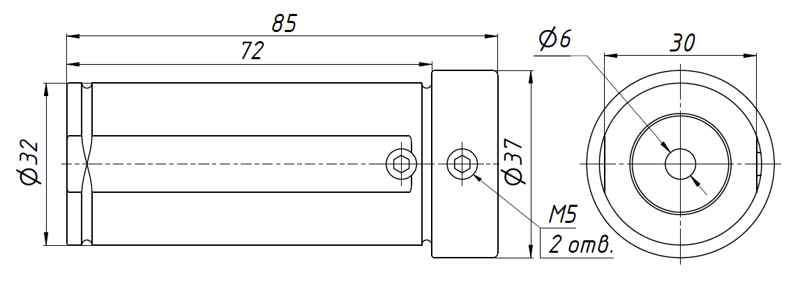 Цилиндрическая переходная втулка D32-d6