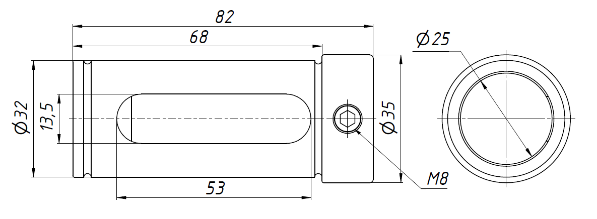 Цилиндрическая переходная втулка D32-d25