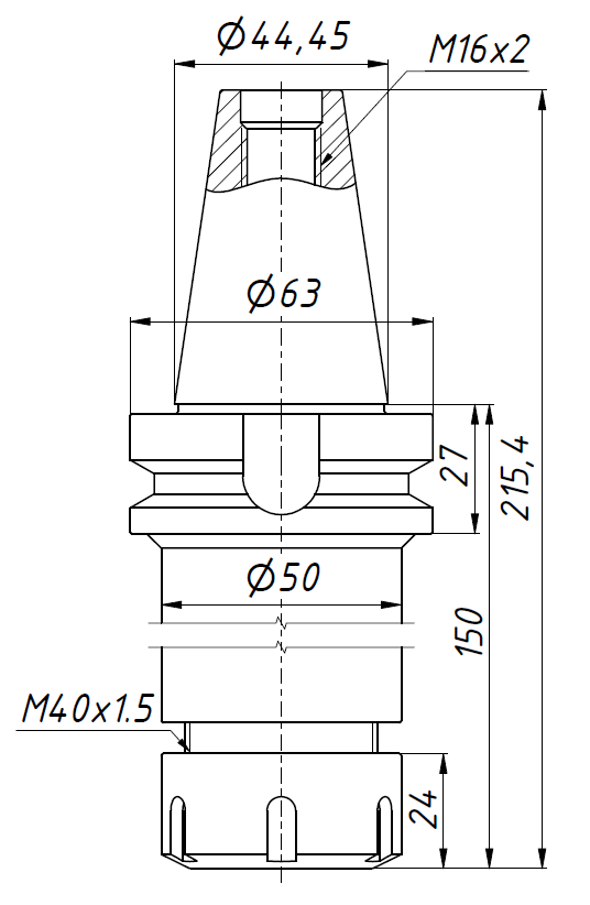 BT40-ER32-150 цанговый патрон MAS 403