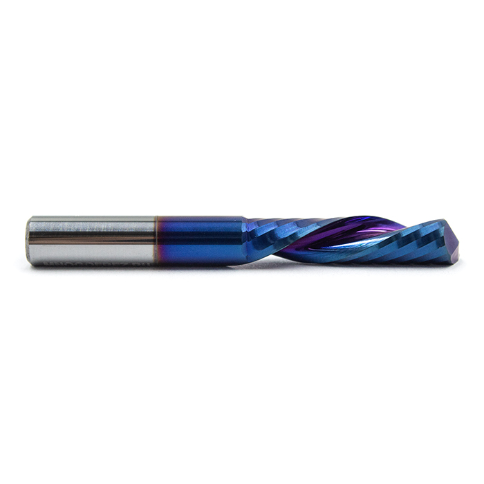 Фреза спиральная однозаходная стружка вниз MF1LXD6.25-BNC с нано-синим покрытием