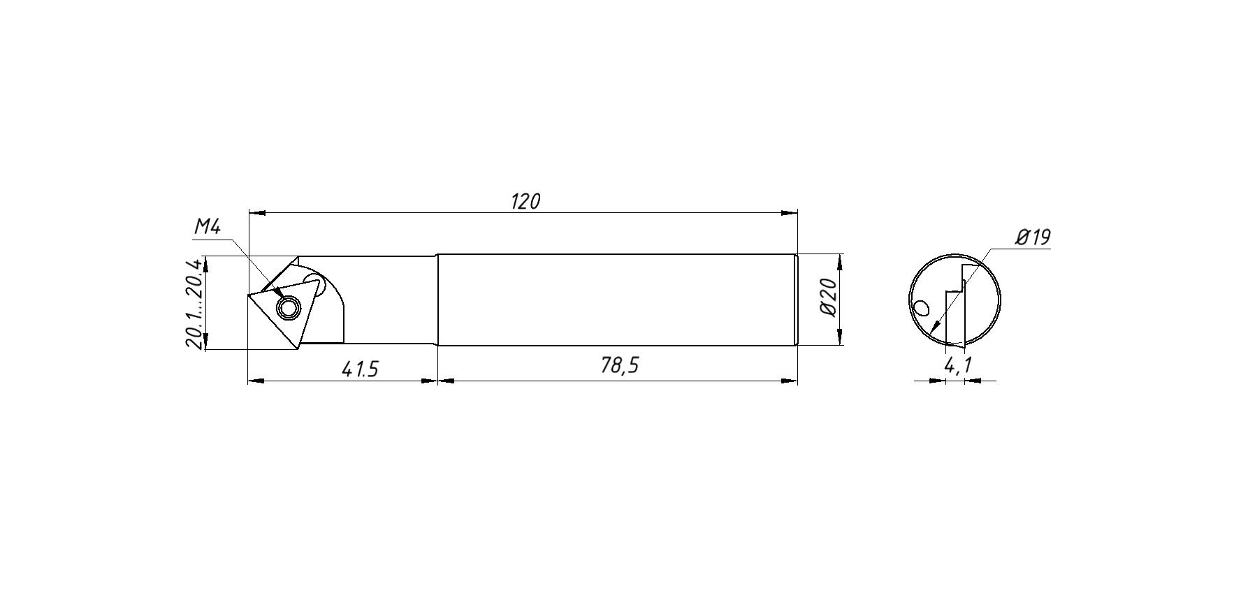 Фреза для снятия фаски B45 TC16 ap6-20 C20T1-120