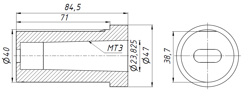 D40-MT3 втулка переходная с цилиндрического на конус Морзе