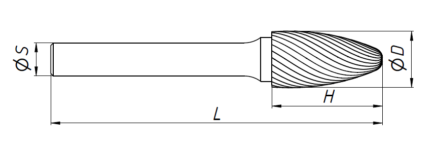 Борфреза твердосплавная сфероконическая, тип F1020M06