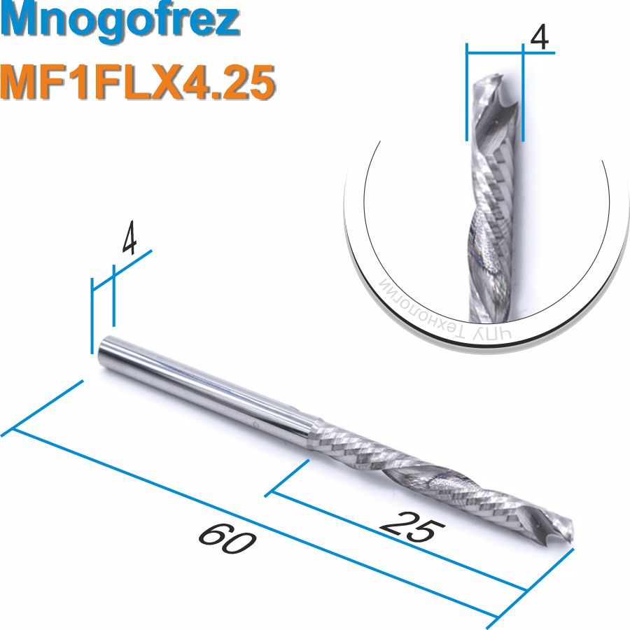Фреза компрессионная однозаходная Mnogofrez MF1FLX4.25