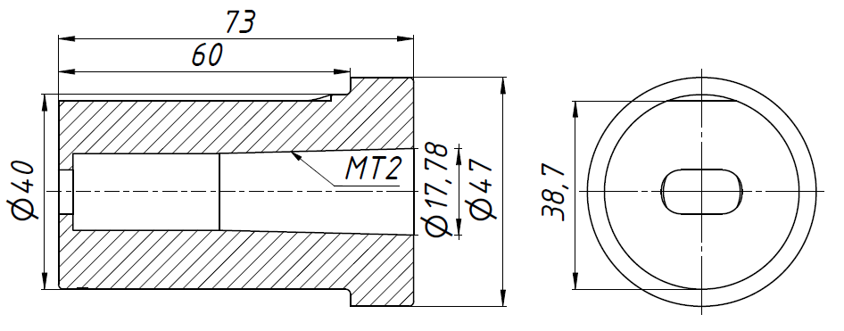 D40-MT2 втулка переходная с цилиндрического на конус Морзе