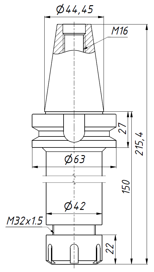 BT40-ER25-150 цанговый патрон MAS 403