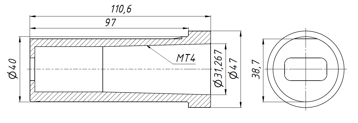 D40-MT4 втулка переходная с цилиндрического на конус Морзе