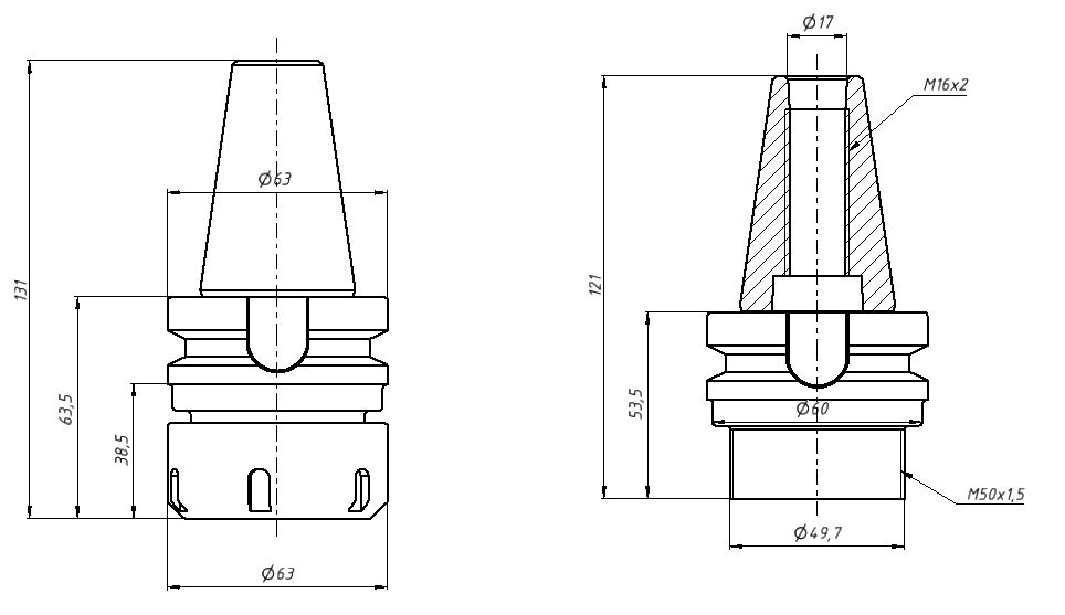 Цанговый патрон BT40-ER40-70
