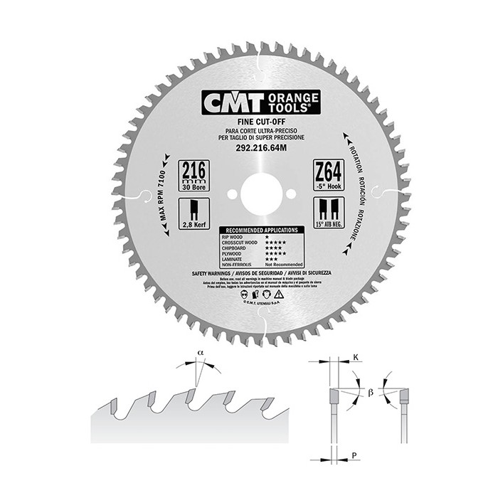 Пильные диски CMT для поперечного реза 292.210.64M