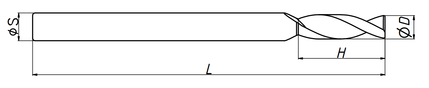  Фреза спиральная двухзаходная по цветным металлам MF-AL2LX3.15