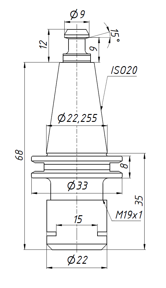 Цанговый патрон ISO20-ER16MS-35
