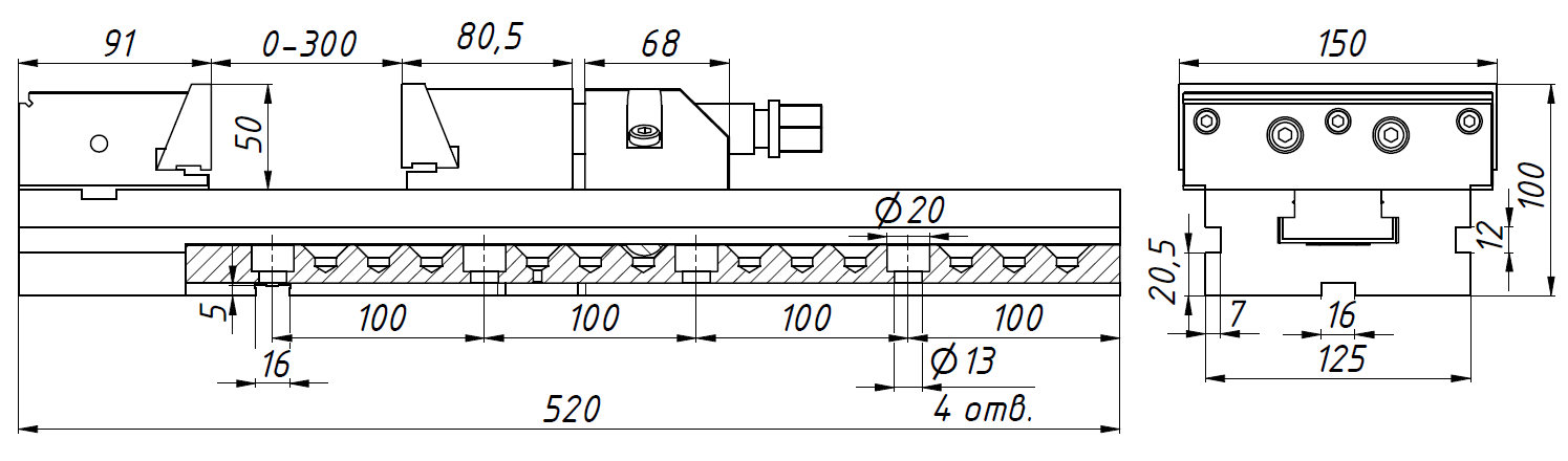 Тиски станочные прецизионные GT150-300
