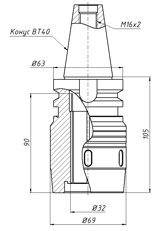 Патрон фрезерный BT40-C32-105