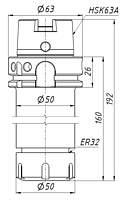 HSK63A-ER32-160L Цанговый патрон