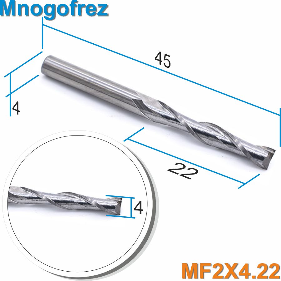 Фреза спиральная двухзаходная Mnogofrez MF2X4.22