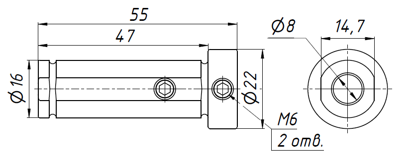 Втулка переходная KC-CX16-08 для прошивной головки KC-CX16