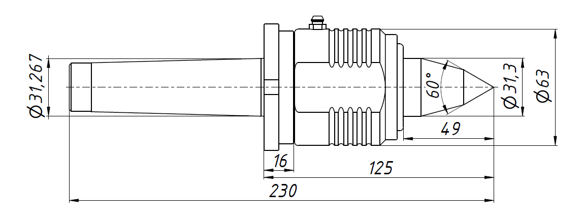Центр вращающийся с отжимной гайкой SC-63-4A