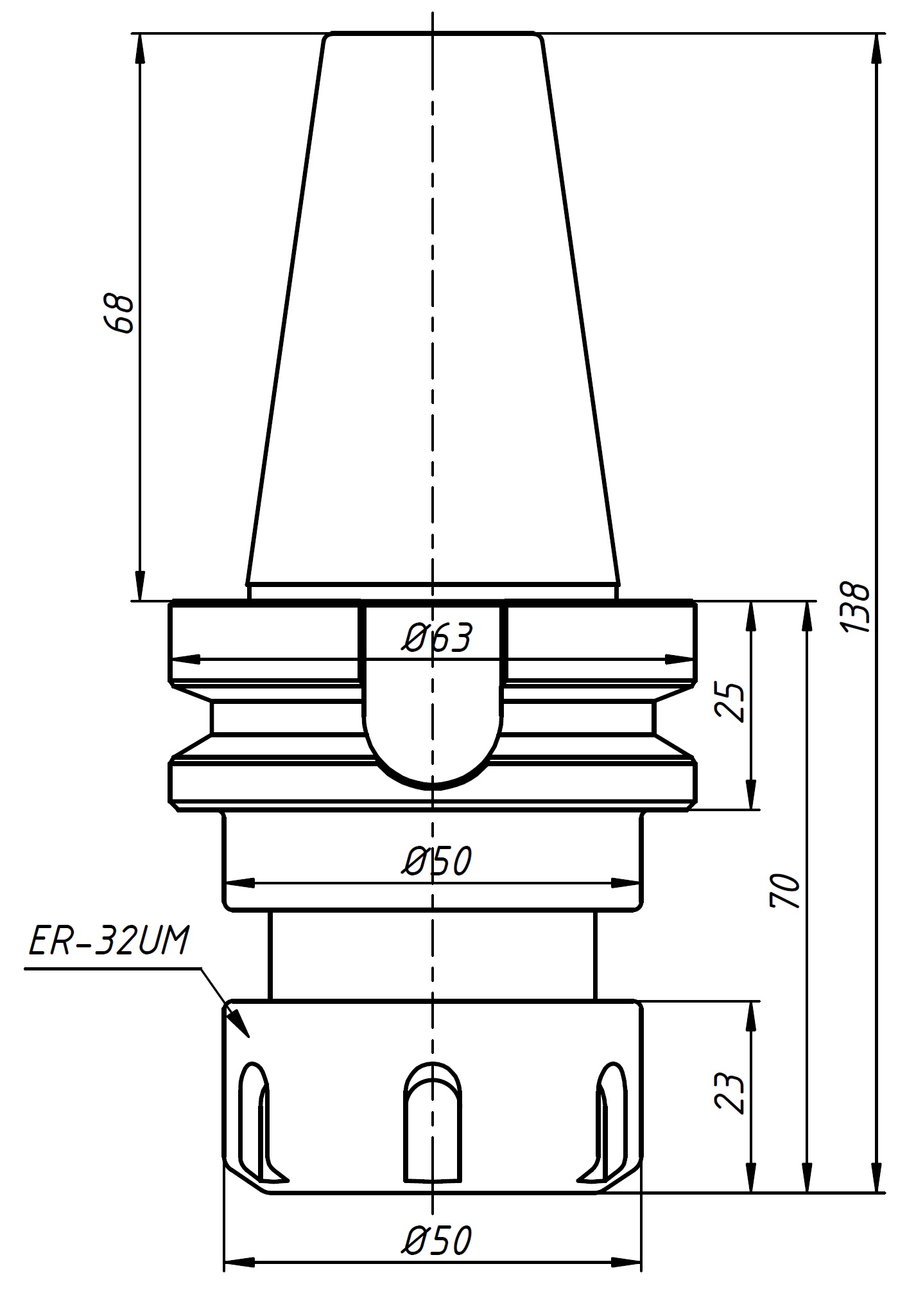 Цанговый патрон BT40-ER32-70