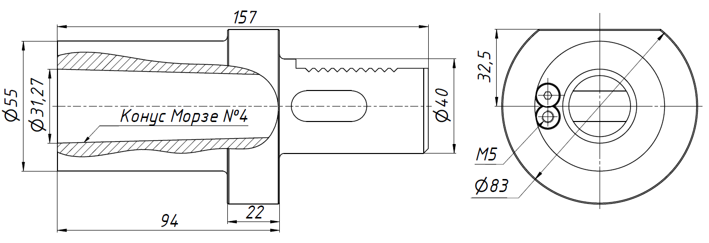 F40-MKD4 Держатель VDI с выколоткой для инструмента с конусом Морзе №4