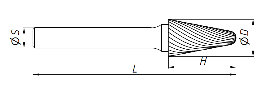 Твердосплавная борфреза тип L (3х13 мм; хв-к 3 мм) L0313M03