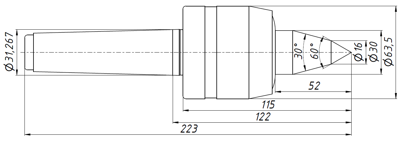 GSXW-MT4-60C Центр вращающийся 225mm