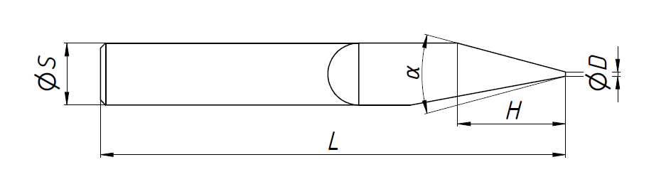 LC208033014 Гравер V образный удлинённый угол= 30° D=0.1x8x114 S=3.175 TW