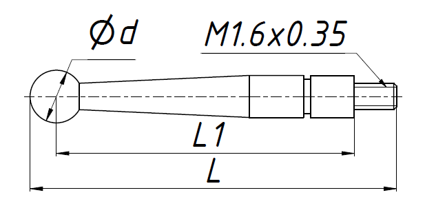 Наконечник для индикатора твердосплавный 20.9 мм, Ф3 мм