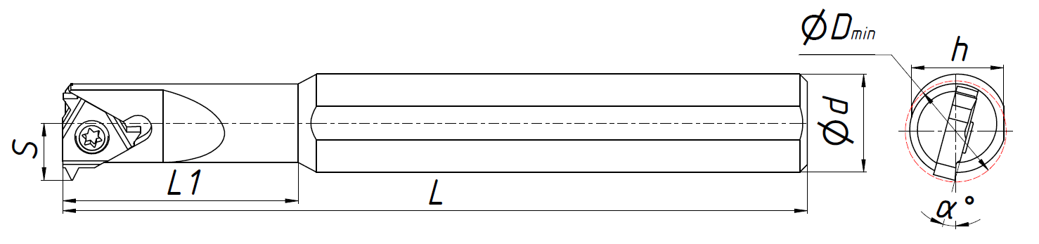 Резец резьбовой для внутренней резьбы SNR0025 S22 (SIR0025R22)