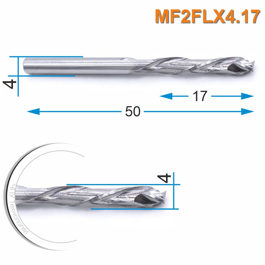 Фреза компрессионная двухзаходная Mnogofrez MF2FLX4.17