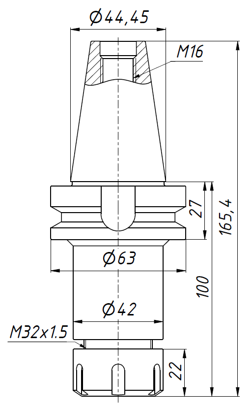 Цанговый патрон BT40-ER25-100
