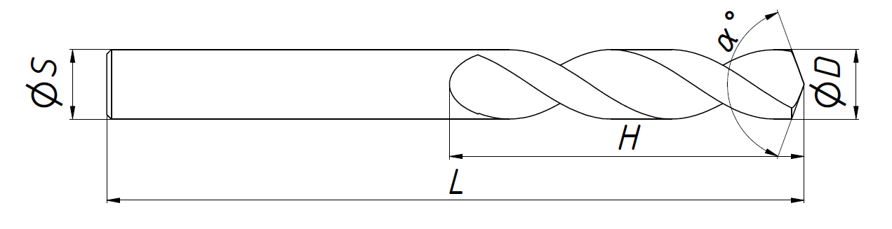 Сверло центровочное 4х55 z=2 TIN HSS Co 90°