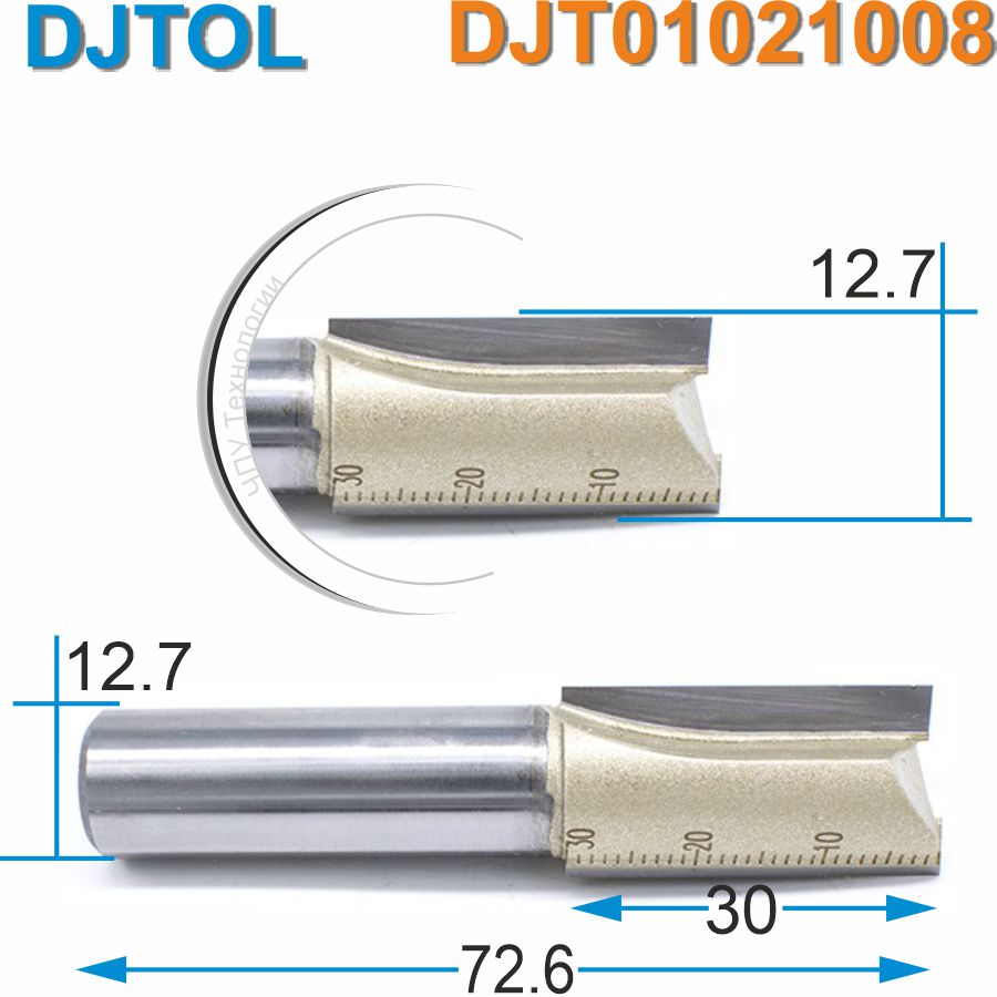 Фреза прямая пазовая (2-а ножа) DJTOL - DJT01021008